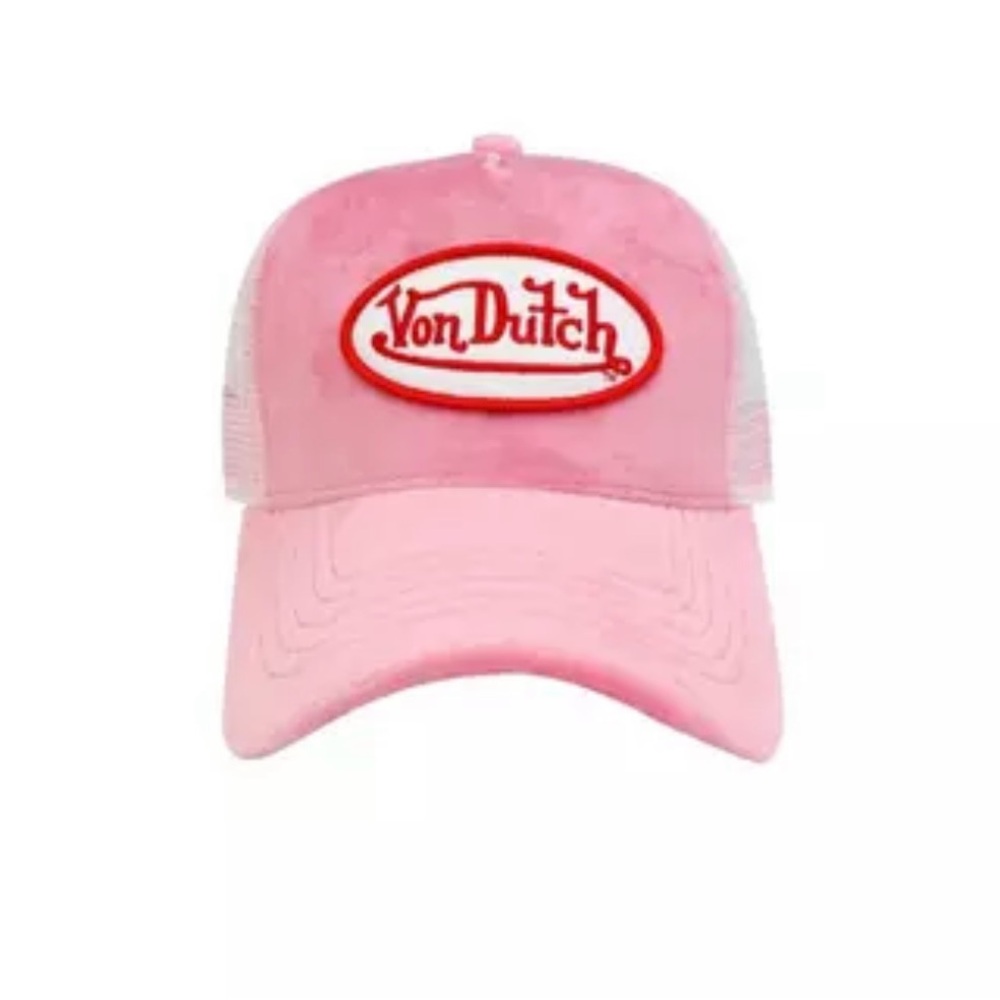 Von Dutch Pink Velvet Trucker Hat